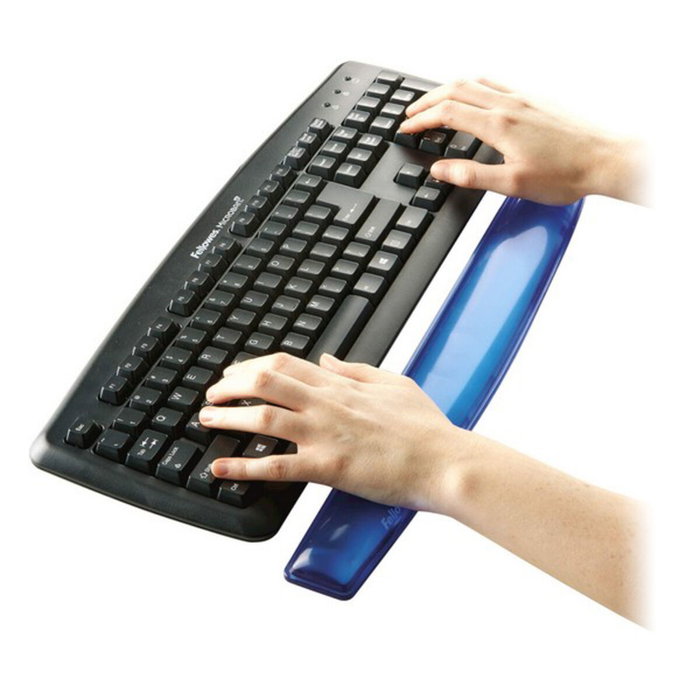 Fellowes Reposamuñecas de gel Crystal para teclado, Azul Fellowes Reposamuñecas de gel Crystal para teclado, Azul
