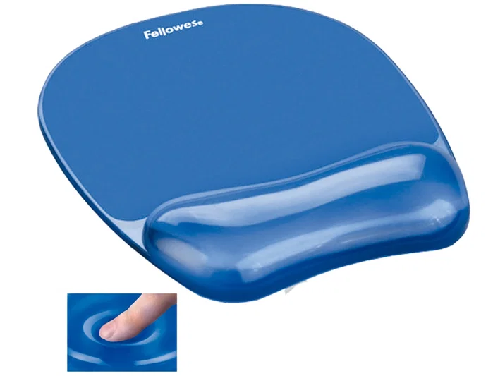 Fellowes Alfombrilla con Reposamuñecas de Gel Crystal Azul