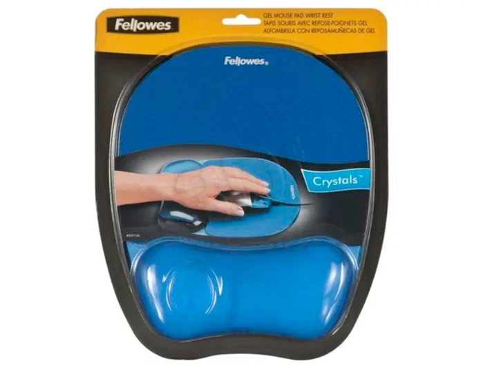 Fellowes Alfombrilla con Reposamuñecas de Gel Crystal Azul