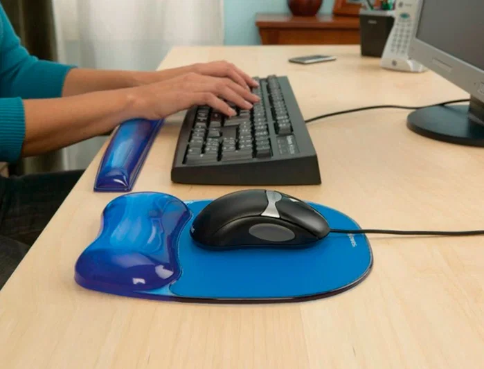 Fellowes Alfombrilla con Reposamuñecas de Gel Crystal Azul