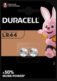 Duracell Pila Alcalina Botón LR44 1.5V - Blister 2 Unidades