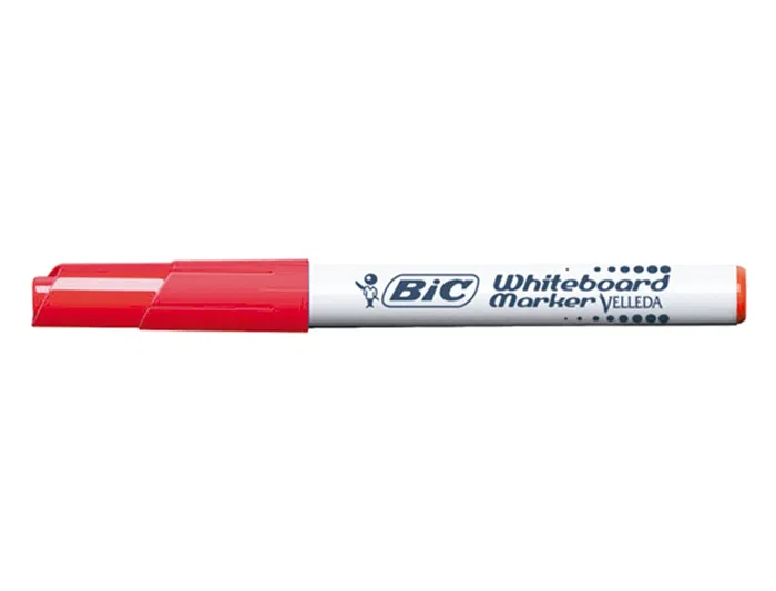 Bic Rotulador Velleda para Pizarra Blanca, Punta Redonda, Tinta Negra, Trazo 1,4 mm, Color Rojo