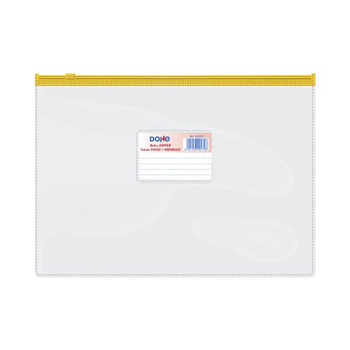 Dosier Sobre Dohe Zipper Fº Apaisado Pvc Trasparente/Amarillo (Set de 24)