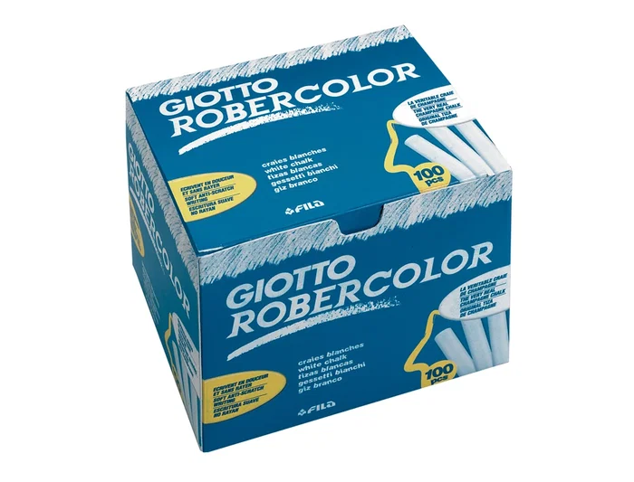 Robercolor Tiza Blanca Antipolvo para Pizarras Caja de 100 Unidades Sin Gluten