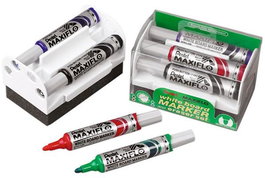 Pentel Marcadores Pizarra Blanca Maxifló C-Surtidos Set 4 Ud + Borrador Magnético