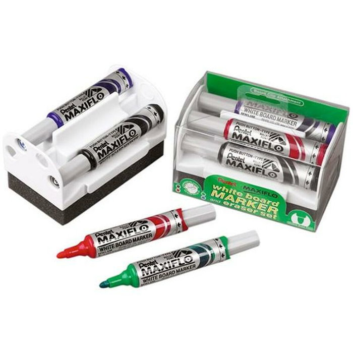 Pentel Set de 4 Rotuladores Maxifló con Borrador Magnético