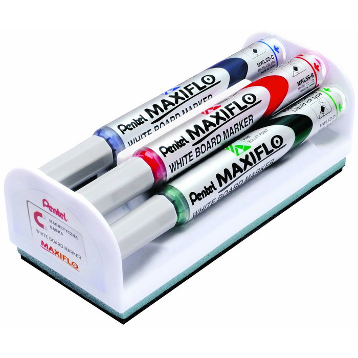 Pentel Set de 4 Rotuladores Maxifló con Borrador Magnético