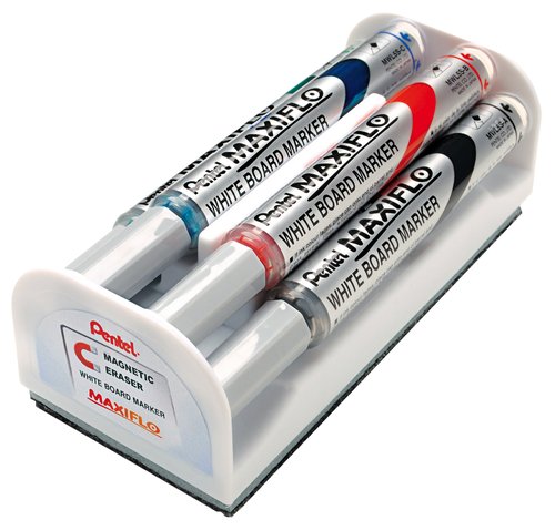 Pentel Set de 4 Rotuladores Maxifló con Borrador Magnético