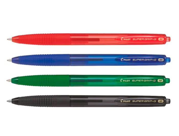 Pilot Boligrafo Super Grip G Negro Retractil Sujecion de Caucho Tinta Base de Aceite 1 mm 0.4 mm