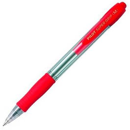 Pilot Bolígrafo Supergrip M Tinta Roja Cuerpo Rojo Retráctil Punta 1.0mm
