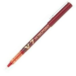 Pilot Roller Tinta Líquida V7 Hi-Tecpoint Rojo - Bolígrafo de Tinta Líquida con Punta de Aguja 0.7mm y Visor de Tinta
