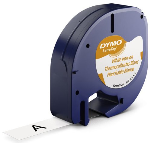 Dymo Cinta para Ropa LetraTag Negro sobre Blanco 12 mm x 2 m Dymo Cinta para Ropa LetraTag Negro sobre Blanco 12 mm x 2 m