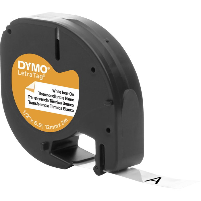 Dymo Cinta para Ropa LetraTag Negro sobre Blanco 12 mm x 2 m Dymo Cinta para Ropa LetraTag Negro sobre Blanco 12 mm x 2 m