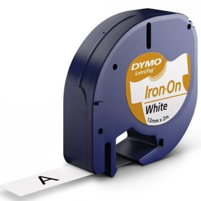 Dymo LetraTag Cinta para Ropa 12mm x 2m Negro sobre Blanco