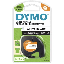 Dymo Cinta LetraTag para Ropa Negro sobre Blanco 12mm x 2m