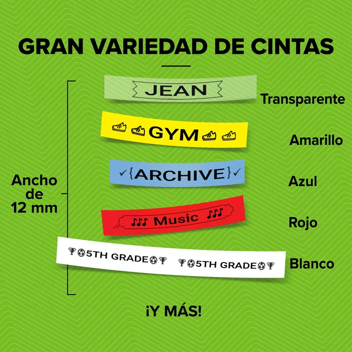 Dymo Cinta LetraTag para Ropa Negro sobre Blanco 12mm x 2m