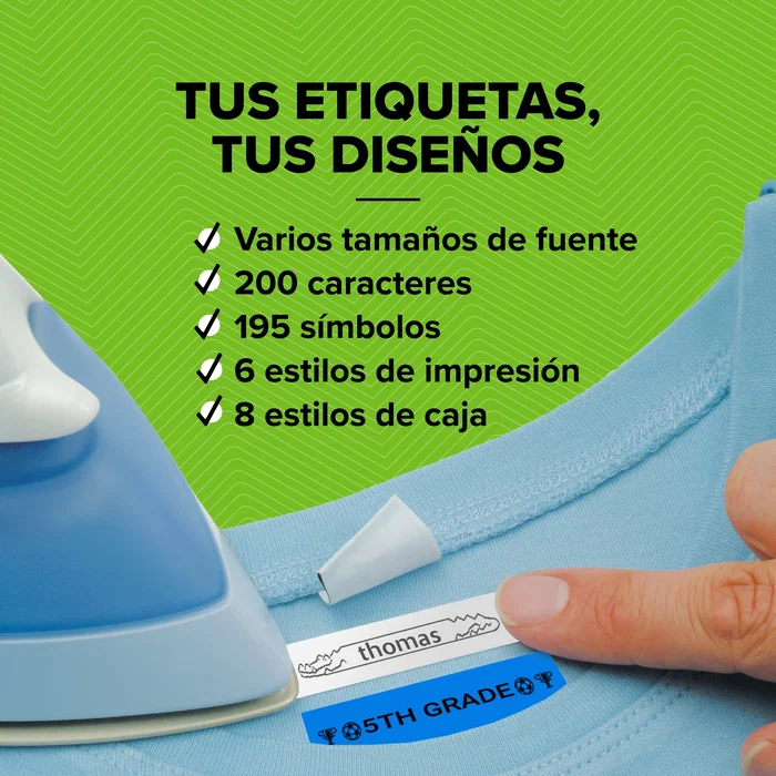 Dymo Cinta LetraTag para Ropa Negro sobre Blanco 12mm x 2m