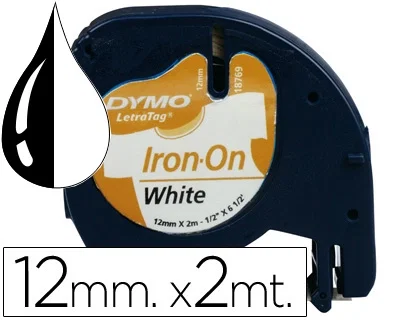 Dymo Cinta para Ropa LetraTag Negro sobre Blanco 12 mm x 2 m Dymo Cinta para Ropa LetraTag Negro sobre Blanco 12 mm x 2 m