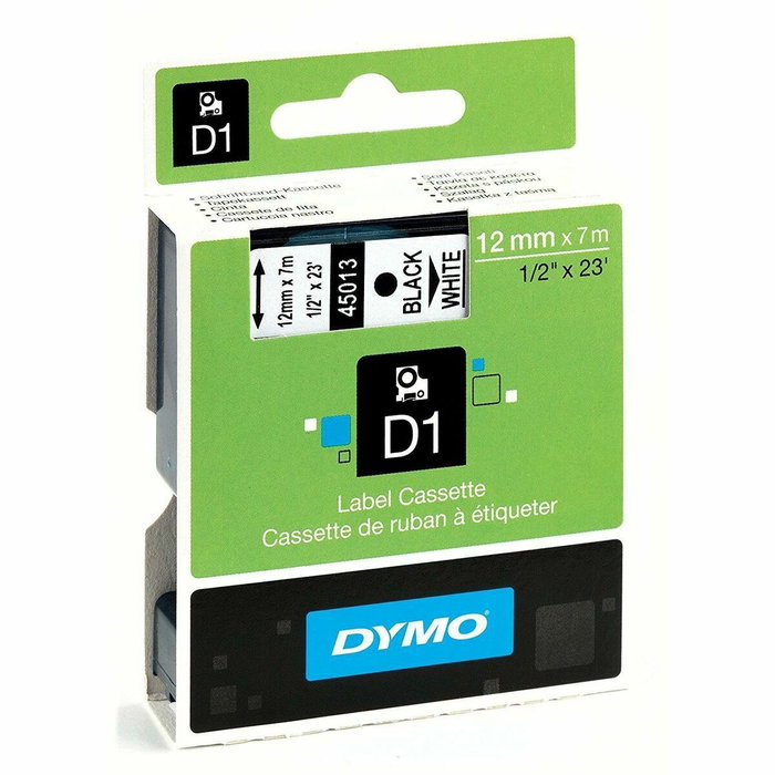 Dymo Cinta D1 Negro sobre blanco 12mm x 7m