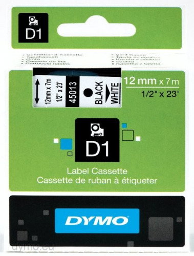 Dymo Cinta D1 Negro sobre blanco 12mm x 7m