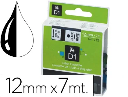 Dymo Cinta D1 Negro sobre blanco 12mm x 7m