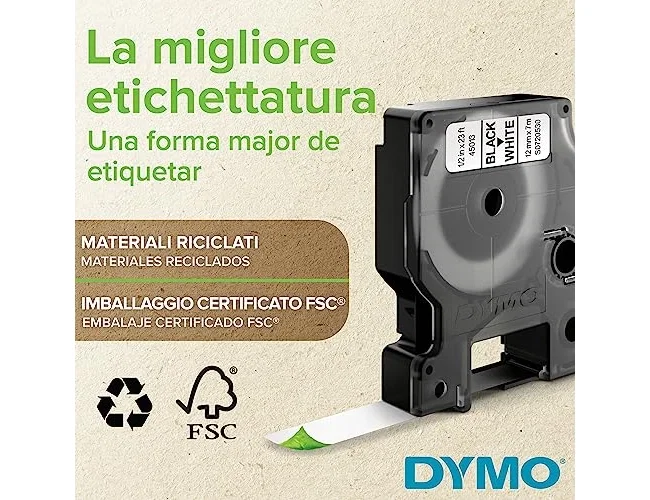 Dymo Cinta D1 12 mm x 7 m Azul sobre blanco