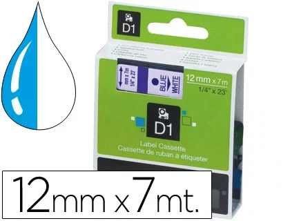 Dymo Cinta D1 12 mm x 7 m Azul sobre Blanco