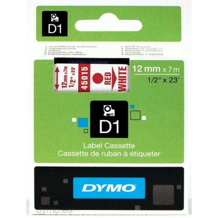 Dymo Cinta D1 Rojo sobre Blanco 12mm x 7m Dymo Cinta D1 Rojo sobre Blanco 12mm x 7m