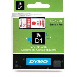 Dymo Cinta de Transferencia Térmica D1 45015 - Etiquetas Estándar Rojo sobre Blanco 12 mm x 7 m, Poliéster Autoadhesiva para Rotuladora LabelManager