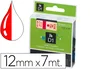 Dymo Cinta D1 Rojo sobre Blanco 12mm x 7m