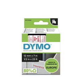 Dymo Cinta de Transferencia Térmica D1, Rojo sobre Blanco, 12 mm x 7 m, Poliéster, para Rotuladora LabelManager
