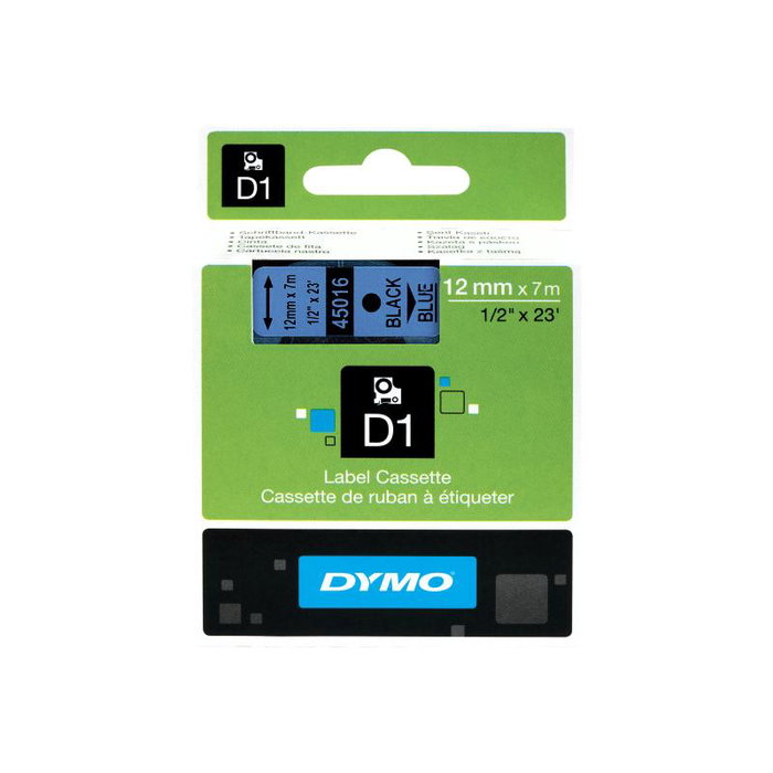 Dymo Cinta D1 12mm x 7m Negro sobre Azul