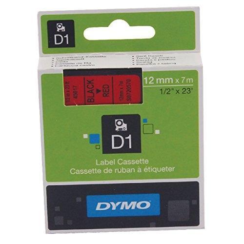 Dymo D1 Cinta de Etiquetas 12 mm x 7 m Negro sobre Rojo