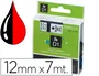 Dymo D1 Cinta de Etiquetas 12 mm x 7 m Negro sobre Rojo