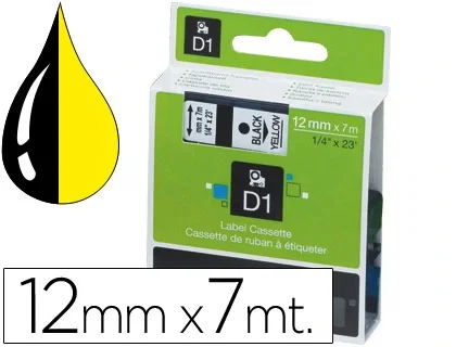 Dymo Cinta D1 12mm x 7m Negro sobre Amarillo