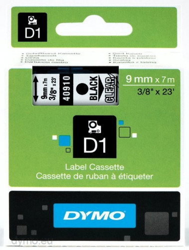 Dymo D1 Cinta de Etiquetas 9mm x 7m Negro sobre Transparente Dymo D1 Cinta de Etiquetas 9mm x 7m Negro sobre Transparente