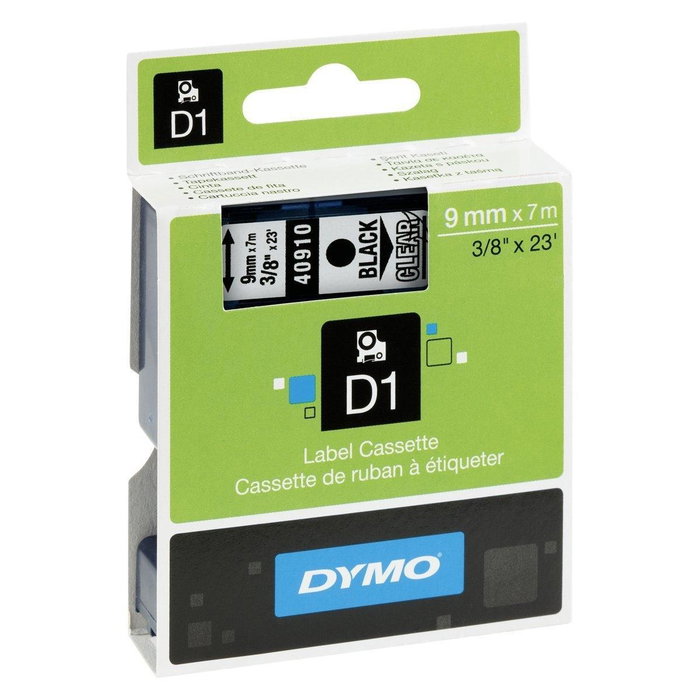 Dymo D1 Cinta de Etiquetas 9mm x 7m Negro sobre Transparente Dymo D1 Cinta de Etiquetas 9mm x 7m Negro sobre Transparente