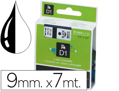 Dymo D1 Cinta de Etiquetas 9mm x 7m Negro sobre Transparente Dymo D1 Cinta de Etiquetas 9mm x 7m Negro sobre Transparente