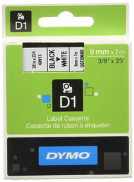 Dymo D1 Cinta de Transferencia Térmica, Negro sobre Blanco, Poliéster, 9 mm x 7 m, para Rotuladora LabelManager