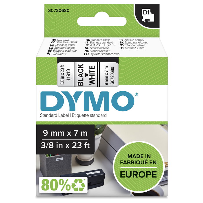 Dymo Cinta para Rotuladora D1 9mm x 7m Negro sobre Blanco Dymo Cinta para Rotuladora D1 9mm x 7m Negro sobre Blanco