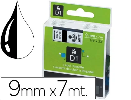 Dymo Cinta para Rotuladora D1 9mm x 7m Negro sobre Blanco Dymo Cinta para Rotuladora D1 9mm x 7m Negro sobre Blanco