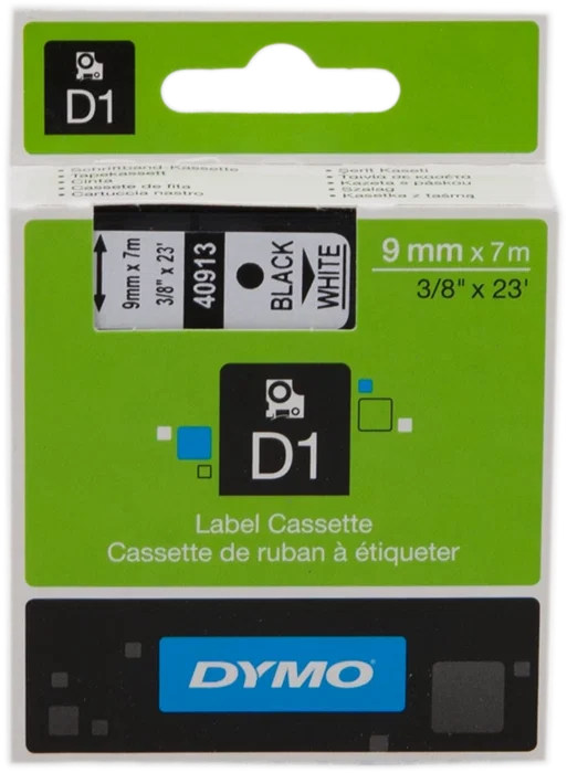 Dymo Cinta D1 Negro sobre Blanco 9mm x 7m