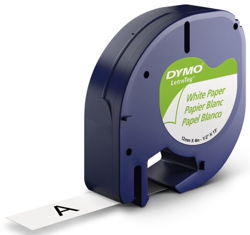 Dymo Cinta LetraTag 91200 Negro sobre Blanco 12mm x 4m de Papel Dymo Cinta LetraTag 91200 Negro sobre Blanco 12mm x 4m de Papel
