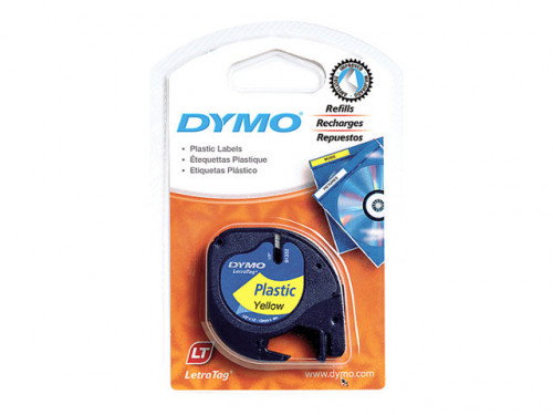 Dymo Cinta LetraTag 91202 Negro sobre Amarillo 12mm x 4m