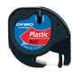 Dymo LetraTag Cinta de Rotulación 12mm x 4m Negro sobre Rojo