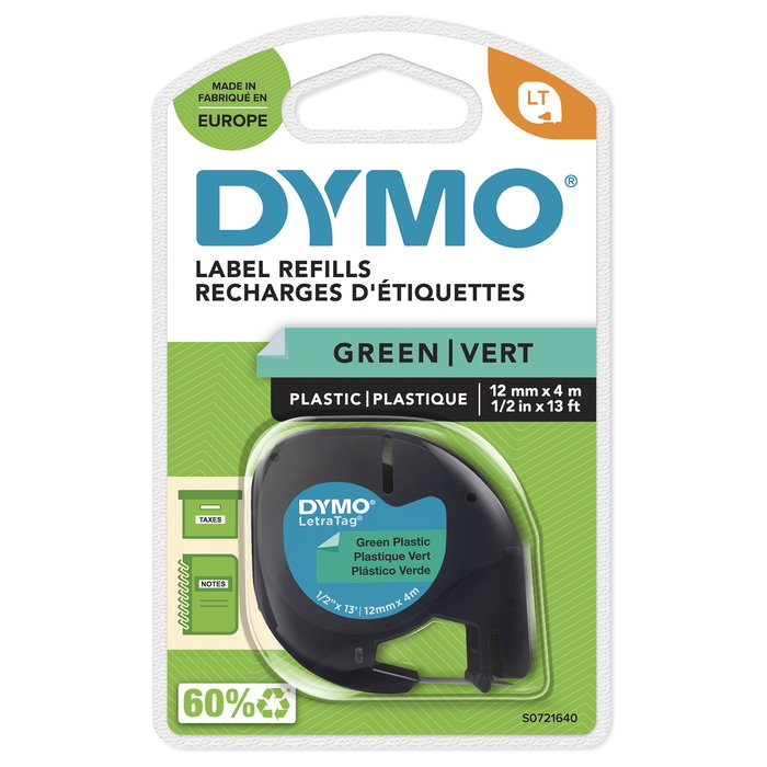 Dymo Cinta LetraTag 91204 Negro sobre Verde 12mm x 4m Dymo Cinta LetraTag 91204 Negro sobre Verde 12mm x 4m