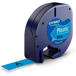 Dymo Cinta 91205 - Negro Sobre Azul - 12 mm x 4 M - Para Rotuladoras LetraTag - Etiquetas Plásticas