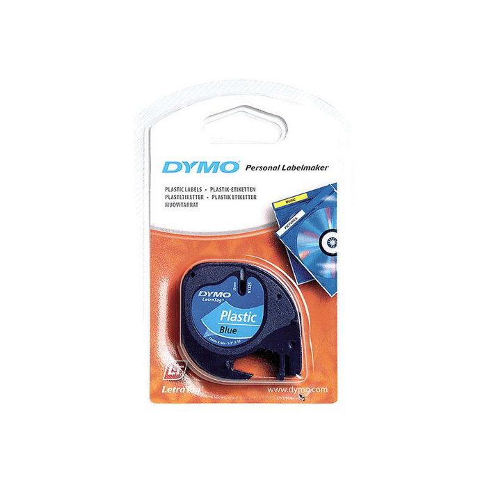 Dymo Cinta LetraTag 12mm x 4m Negro sobre Azul 91205