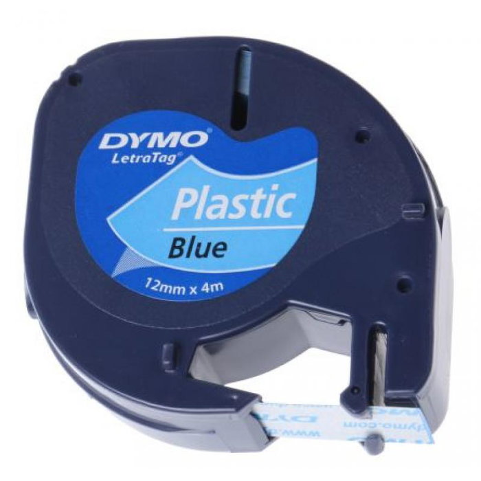 Dymo Cinta LetraTag 12mm x 4m Negro sobre Azul 91205