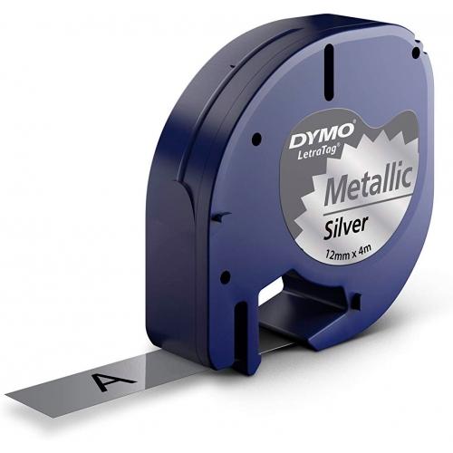 Dymo Cinta LetraTag 12mm x 4m Negro sobre Plata Metalizada 91208 Dymo Cinta LetraTag 12mm x 4m Negro sobre Plata Metalizada 91208